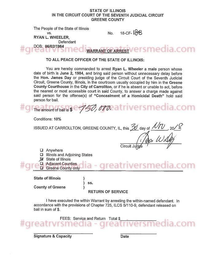 Ryan Wheeler Arrest Warrant